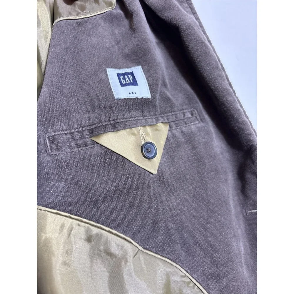 Gap Men XL Brown Suede Cotton Academia Y2K VTG Preppy 2-Button Blazer Grandpa‎